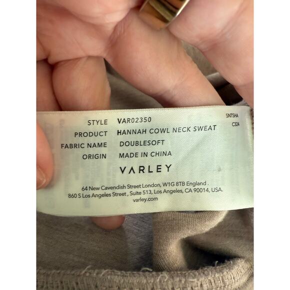 Varley DoubleSoft Hannah Cowl Neck Sweatshirt Pullover Taupe Size XL - Picture 10 of 11